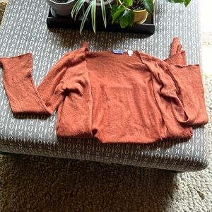 Burnt orange flare sweater, cardigan style